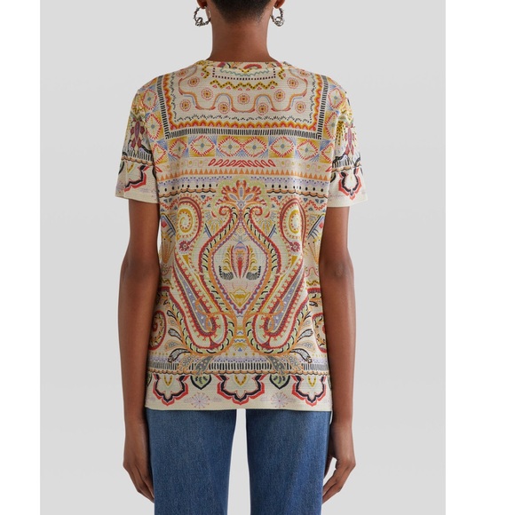 ETRO Jersey Paisley Print T-Shirt Size 42 - Picture 7 of 10